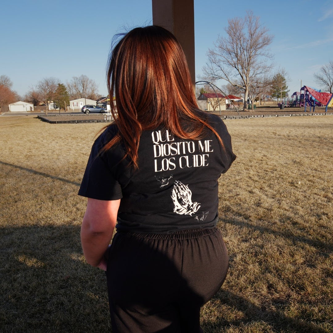 “Que Diosito Me Los Cuide” Black Tee